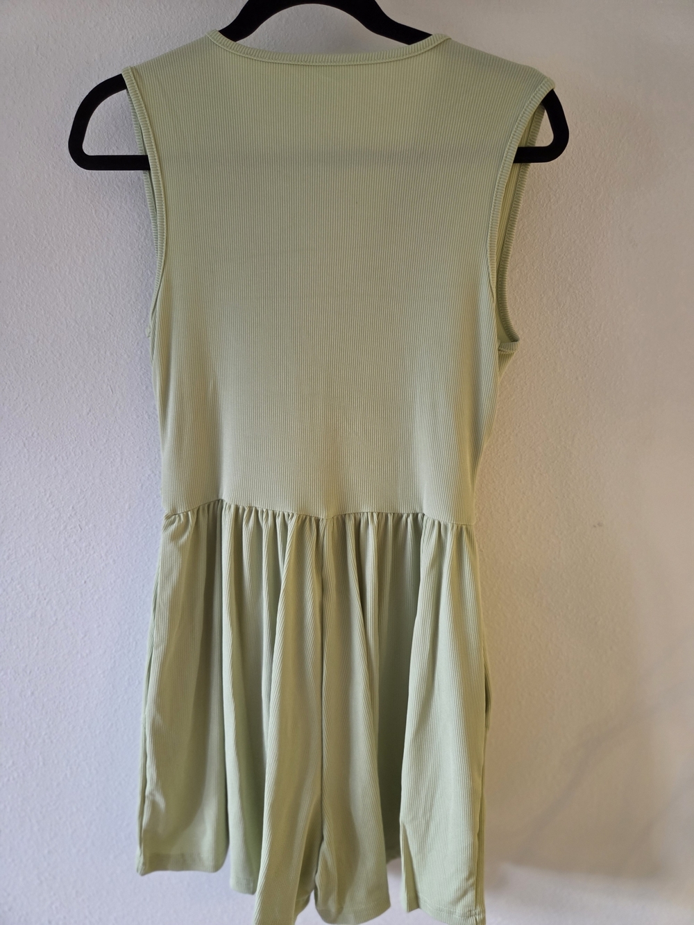 Sleeveless V-Neck Romper in Light Green by - Picture 3 of 3